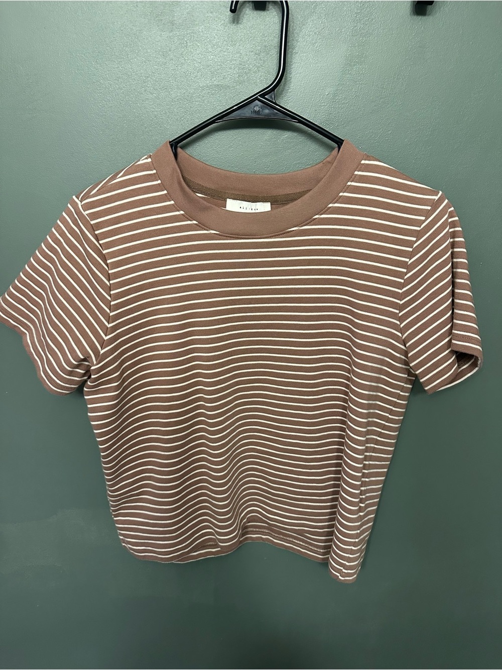 All Row Striped Short Sleeve Tee in Brown & White Size Medium